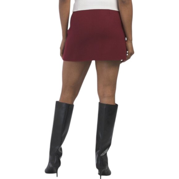 THEORY Wool Blend High-waisted Double-face Mini Skirt - Cordovan - Picture 3 of 3